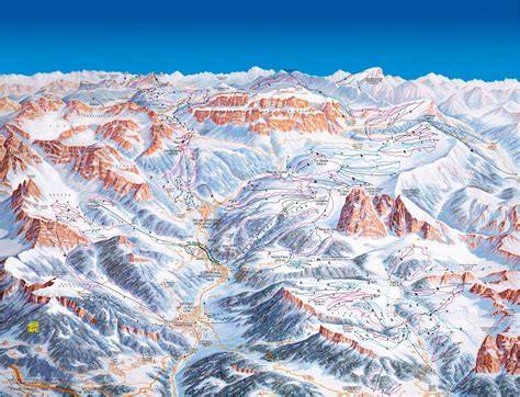mappa stilizzata che mostra il collegamento tra Alpe di Siusi e Val Gardena, evidenziando le piste da fondo comuni