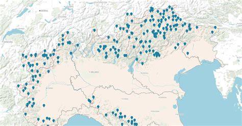 Mappa dei comprensori sciistici italiani