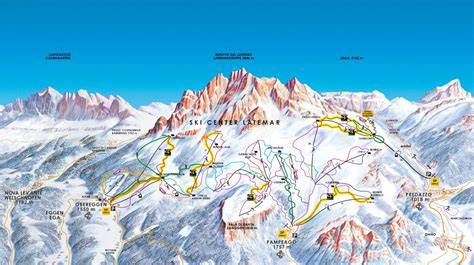 Vista panoramica delle piste da sci ai piedi del Latemar