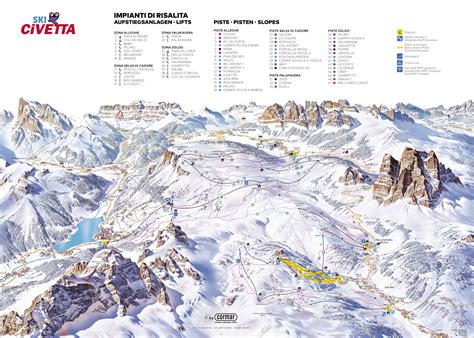 Mappa delle piste del comprensorio Ski Civetta con indicazione delle pendenze