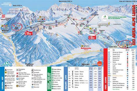 Foto panoramica delle piste innevate di Moena-Alpe Lusia-Bellamonte