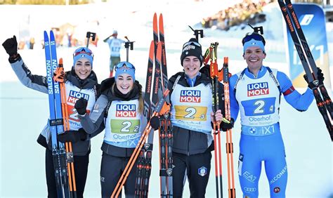 Podio della staffetta mista 4x6 km dei Mondiali di Biathlon.