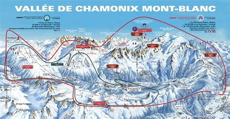 Mappa delle piste di Chamonix con indicazione dei vari comprensori