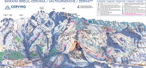 Mappa del comprensorio sciistico di Breuil-Cervinia con Zermatt e Valtournenche