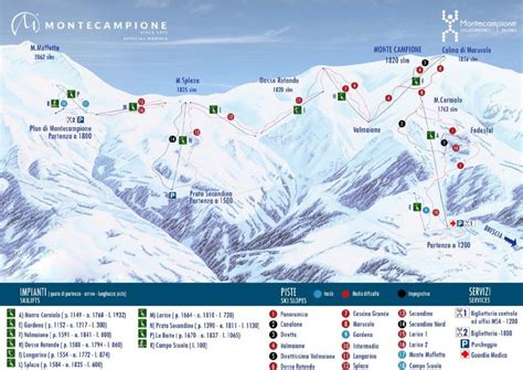 Panorama alpino con piste da sci innevate a Montecampione