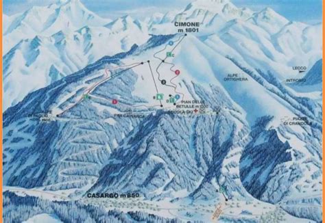 Schema degli impianti di risalita del Pian delle Betulle con indicazione delle piste