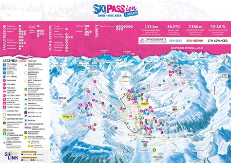 Mappa delle piste del comprensorio sciistico di Livigno