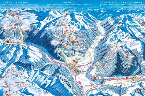 Mappa delle piste da sci di Bormio con indicazione delle diverse aree e tracciati