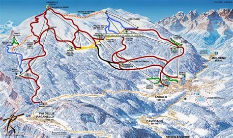 Mappa delle piste e degli impianti di risalita del comprensorio Paganella - Andalo