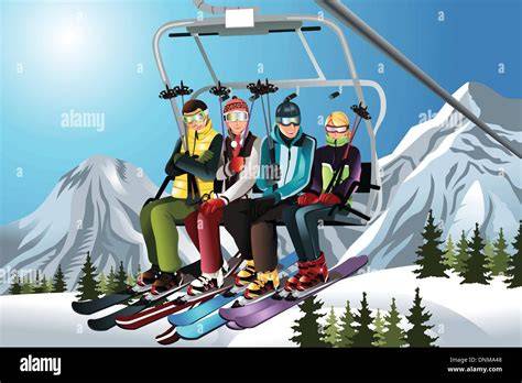 Illustrazione di un gruppo di sciatori che beneficia di uno sconto di gruppo
