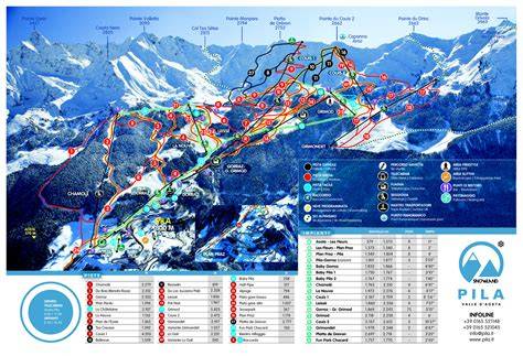 Vista panoramica delle piste di Pila con innevamento perfetto.