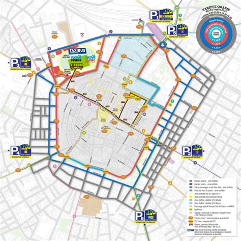 Schema delle diverse zone di parcheggio a Modena con le relative tariffe