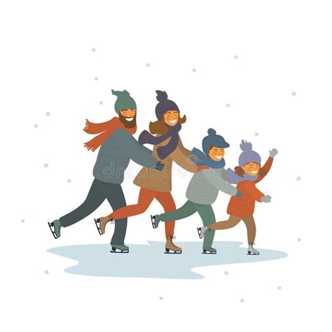 Illustrazione di bambini che pattinano allegramente su una pista di ghiaccio