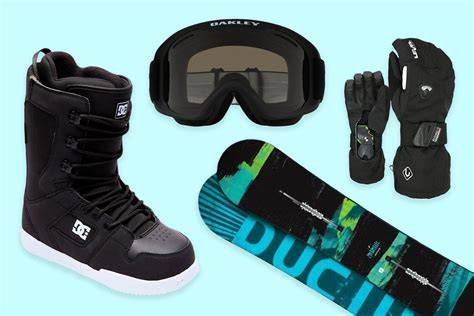 Illustrazione di un set completo di attrezzatura da snowboard
