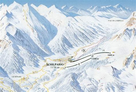 Mappa altimetrica delle piste sciistiche di Schilpario