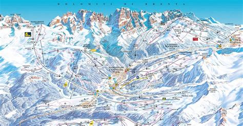 mappa della SkiArea Campiglio Dolomiti di Brenta che illustra le piste collegate