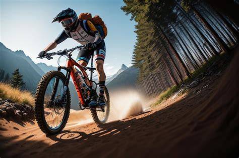 Una mountain bike che percorre un sentiero sterrato in montagna