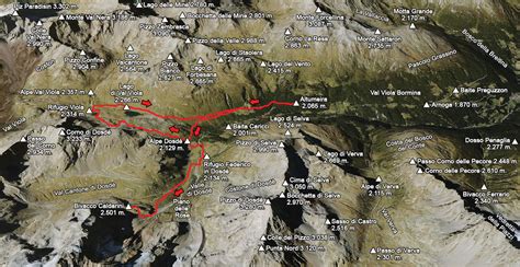 Mappa della Val Viola con l'itinerario per il Lago Spalmo