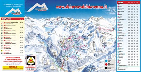 Mappa del comprensorio sciistico Valchiavenna con evidenziate le aree di Madesimo, Campodolcino e Pizzo Groppera.
