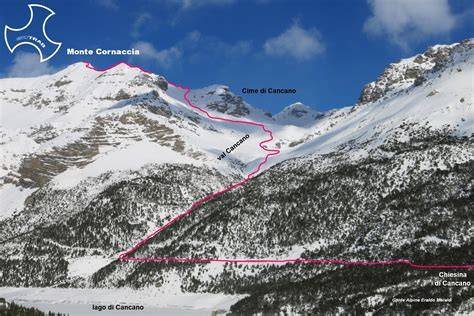 Mappa della zona del Monte Cornaccia in Valtellina