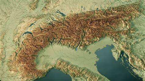 Mappa che illustra la vista panoramica dal Monte San Salvatore con le Alpi circostanti