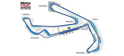 Planimetria del Misano World Circuit Marco Simoncelli con evidenziate le tribune principali