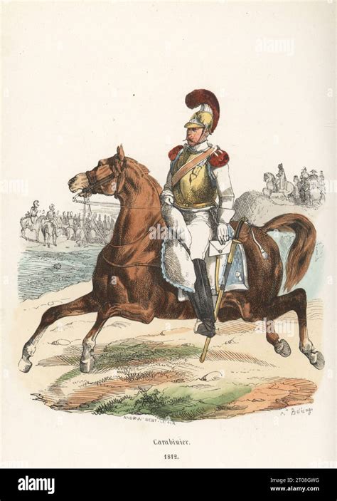 Illustrazione d'epoca di un carabiniere a cavallo in ambiente montano.