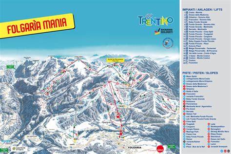 Schema delle piste e degli impianti di risalita di Monte Bondone