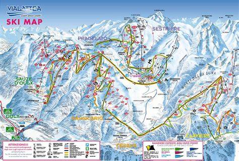 Mappa del comprensorio sciistico Superskirama che mostra le località collegate