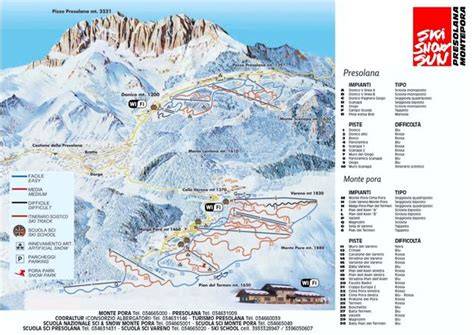 Mappa delle piste del comprensorio sciistico Presolana