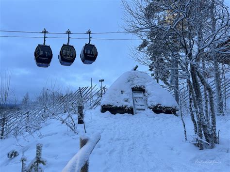 Immagine della cabinovia Gondola2000 a Levi, con cabine che salgono lungo il pendio innevato.