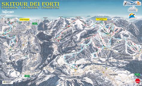 Mappa del comprensorio sciistico di Lavarone con indicazione delle piste e delle località di partenza delle lezioni