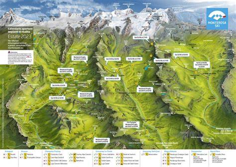 panorama del Monte Rosa visto dall'alto con gli impianti di risalita