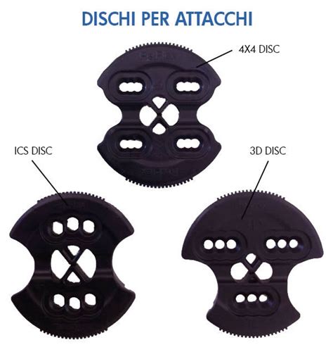 Immagine di diversi tipi di dischi per attacchi da snowboard con varie opzioni di regolazione