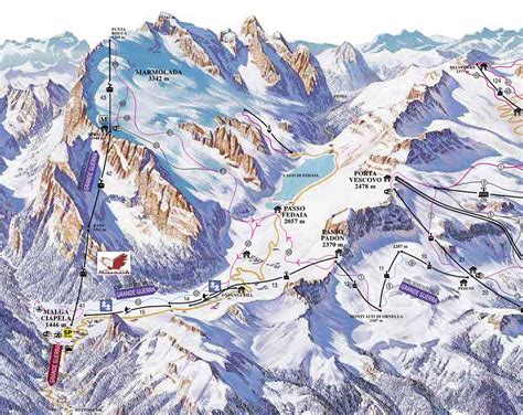 Mappa schematica dell'itinerario di salita da Malga Ciapela al Monte La Banca