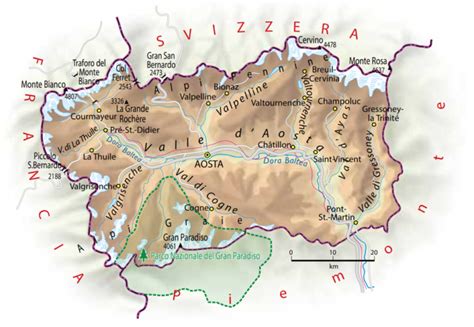 Mappa della Valle Aurina con indicazione delle vette principali