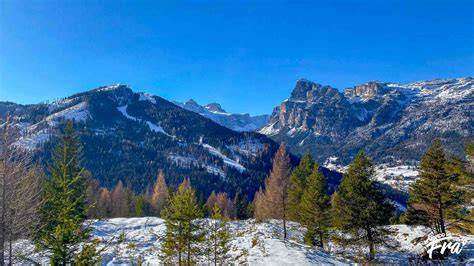 Vista panoramica dal sentiero 1 da Pemmern con pini innevati