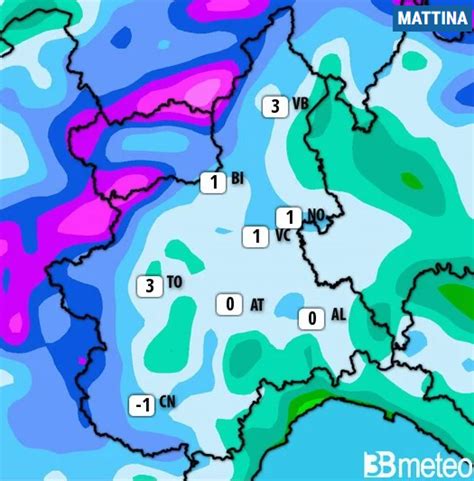 Grafico delle previsioni meteo con temperature e nevicate per Bormio