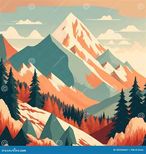Illustrazione di un paesaggio montano innevato con uno scialpinista in primo piano.