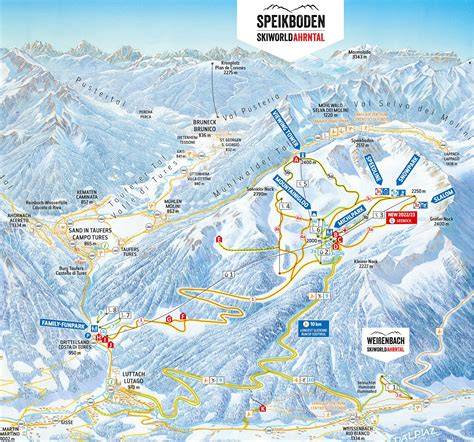 Panorama invernale dell'area sciistica Speikboden con piste innevate e montagne circostanti