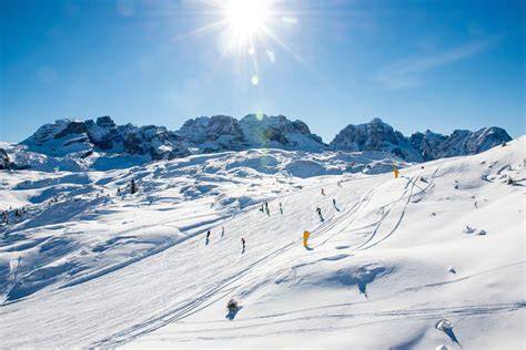 panorama invernale delle Alpi con piste da sci innevate e impianti di risalita