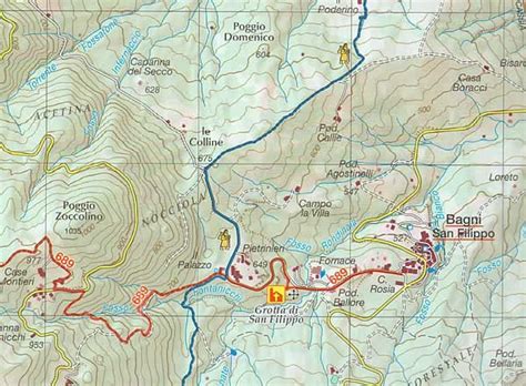 mappa dei borghi e dei sentieri escursionistici intorno al Monte Terminillo