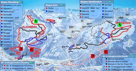 mappa della Skiworld Ahrntal che mostra la posizione dei comprensori di Klausberg e Speikboden