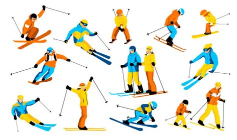 Illustrazione che mostra diverse discipline sciistiche: discesa, scialpinismo, freeride, freestyle, all mountain, sci di fondo.