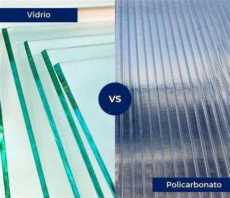 illustrazione comparativa di una lente in vetro minerale e una in policarbonato, evidenziando resistenza agli urti