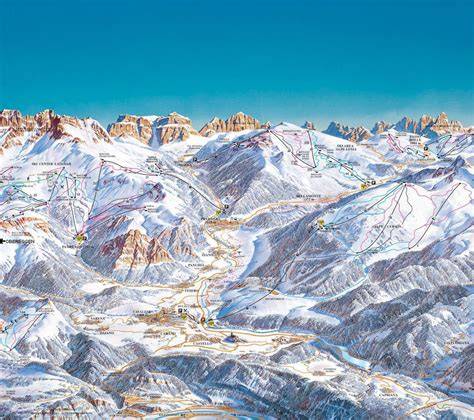 Mappa panoramica della Val di Sole con evidenziati i principali comprensori sciistici e le piste