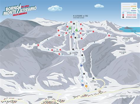 Mappa del comprensorio sciistico Borno - Monte Altissimo con indicazione delle scuole sci più vicine
