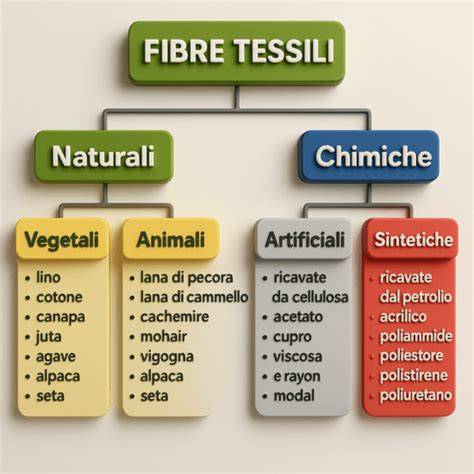 Immagine che mostra la struttura di diverse imbottiture sintetiche e naturali