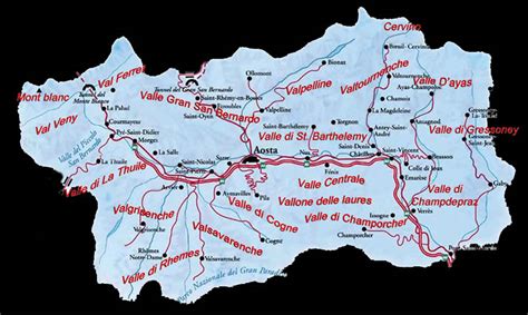 Descrizione: Mappa della Valle d'Aosta con evidenziate le stazioni sciistiche che offrono servizi per disabili.