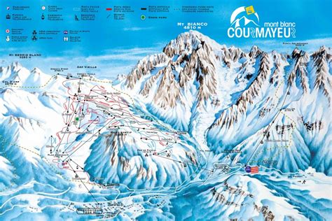 Mappa del comprensorio sciistico di Courmayeur con indicazione della funivia